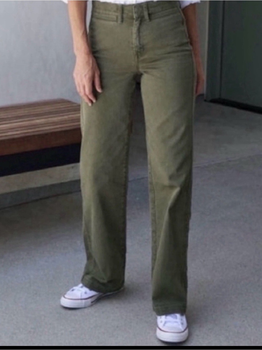 AYR The Special Sauce Jeans Womens 26S  Green High Rise Wideleg Olive Nori